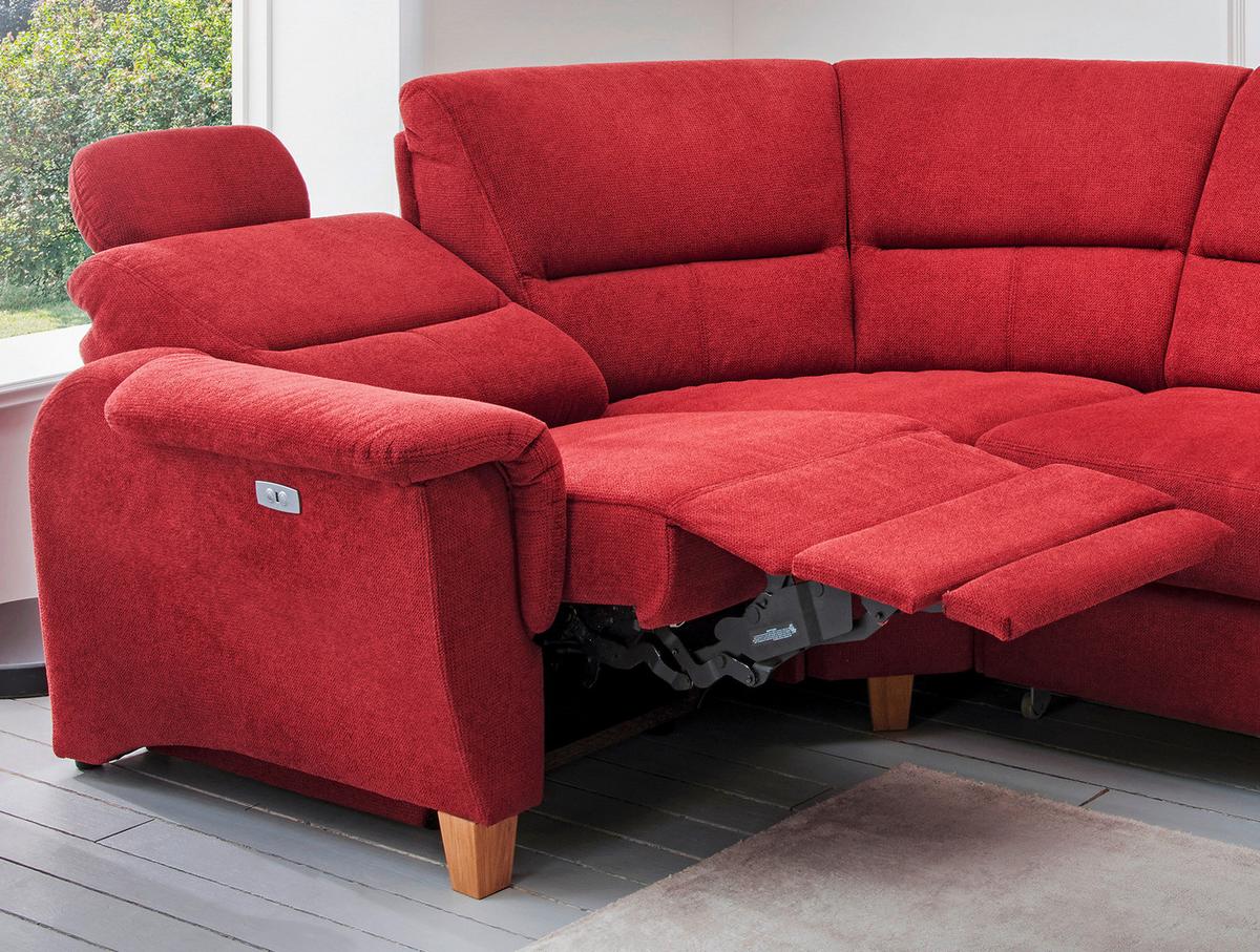 Ecksofa Parole Rot S: 241/238 cm - Wildeiche/Rot, KONVENTIONELL, Textil (241/238cm) - Livetastic