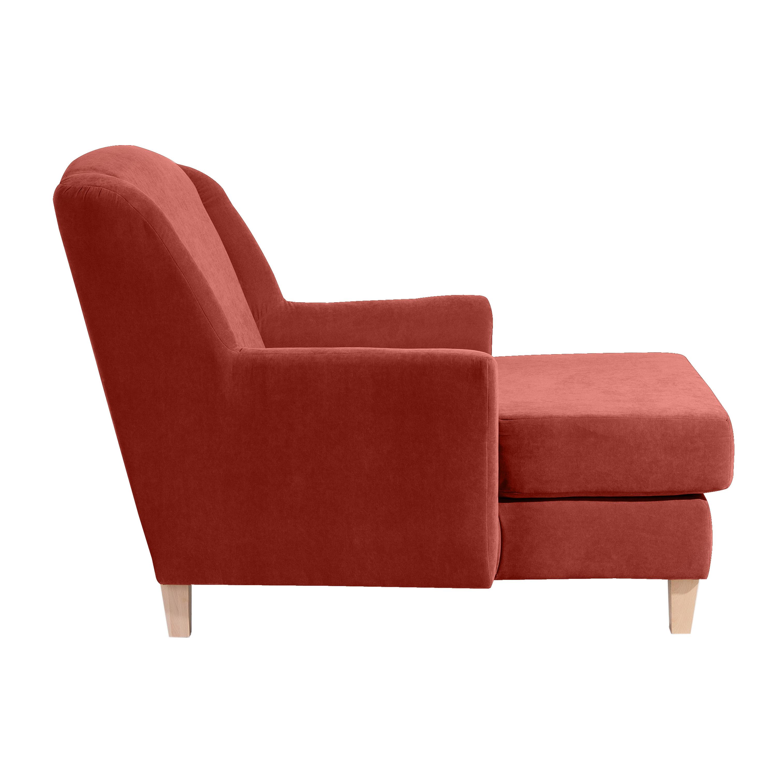 Big Sessel Mit Armlehnen Judith Velours Terra Cotta - Terracotta/Naturfarben, MODERN, Textil (136/107/142cm) - Max Winzer