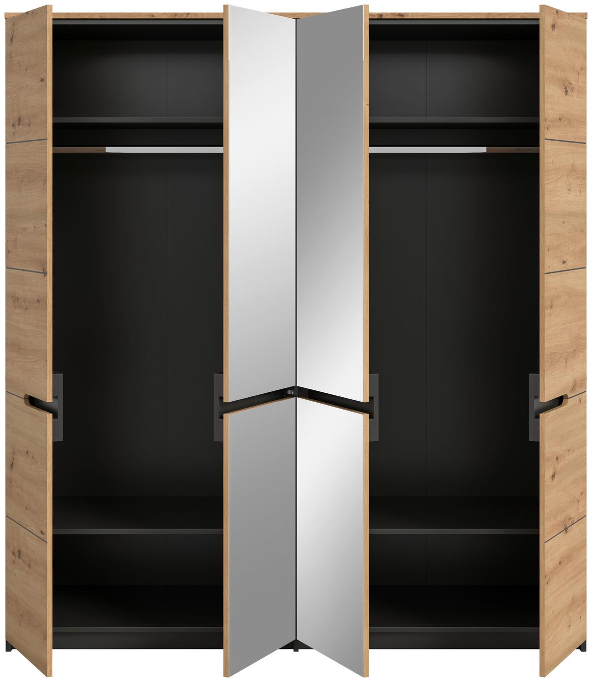 Drehtürenschrank Canu Grau /Eiche Artisan Dekor B: 180cm - Eiche Artisan/Grau, MODERN, Glas/Holzwerkstoff (180/198/59cm) - MID.YOU