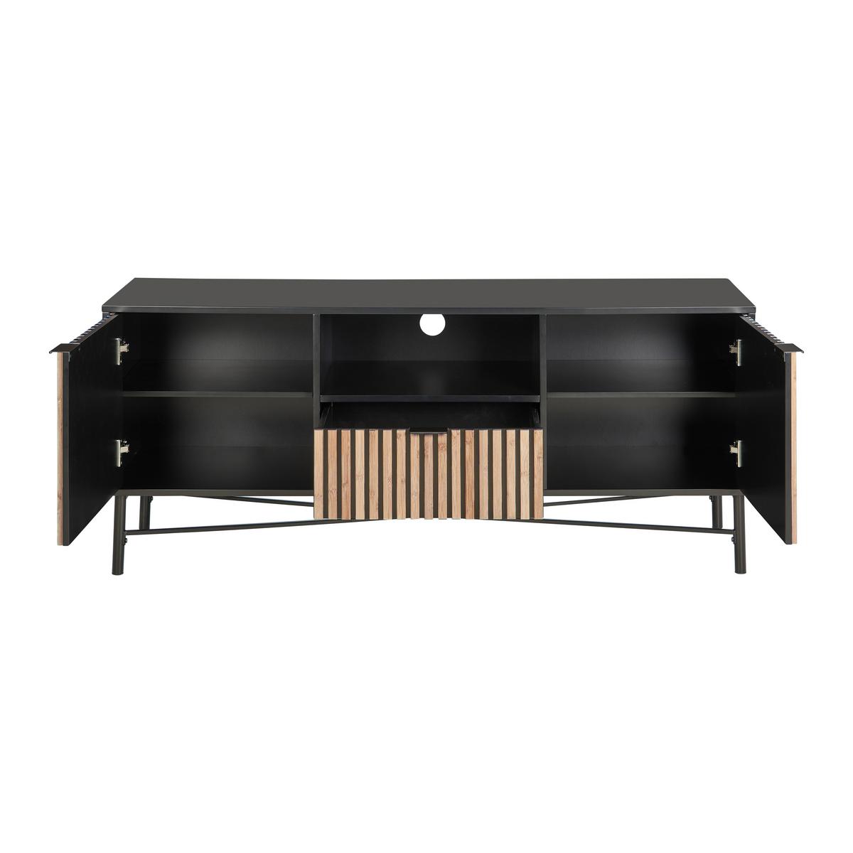 TV komoda MADRID - černá/barvy dubu, Moderní, kov/dřevo (143/60/40cm) - Mömax