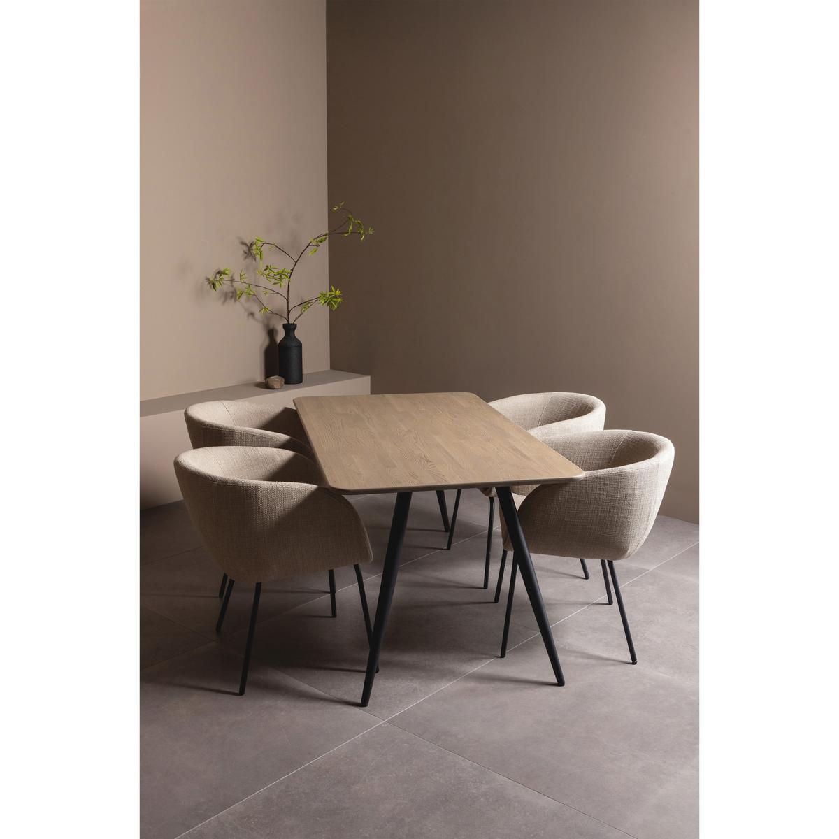 ARMLEHNSTUHL Leon Naturfarben B: 61cm - Schwarz/Naturfarben, Design, Textil/Metall (61/77/63cm) - Livetastic