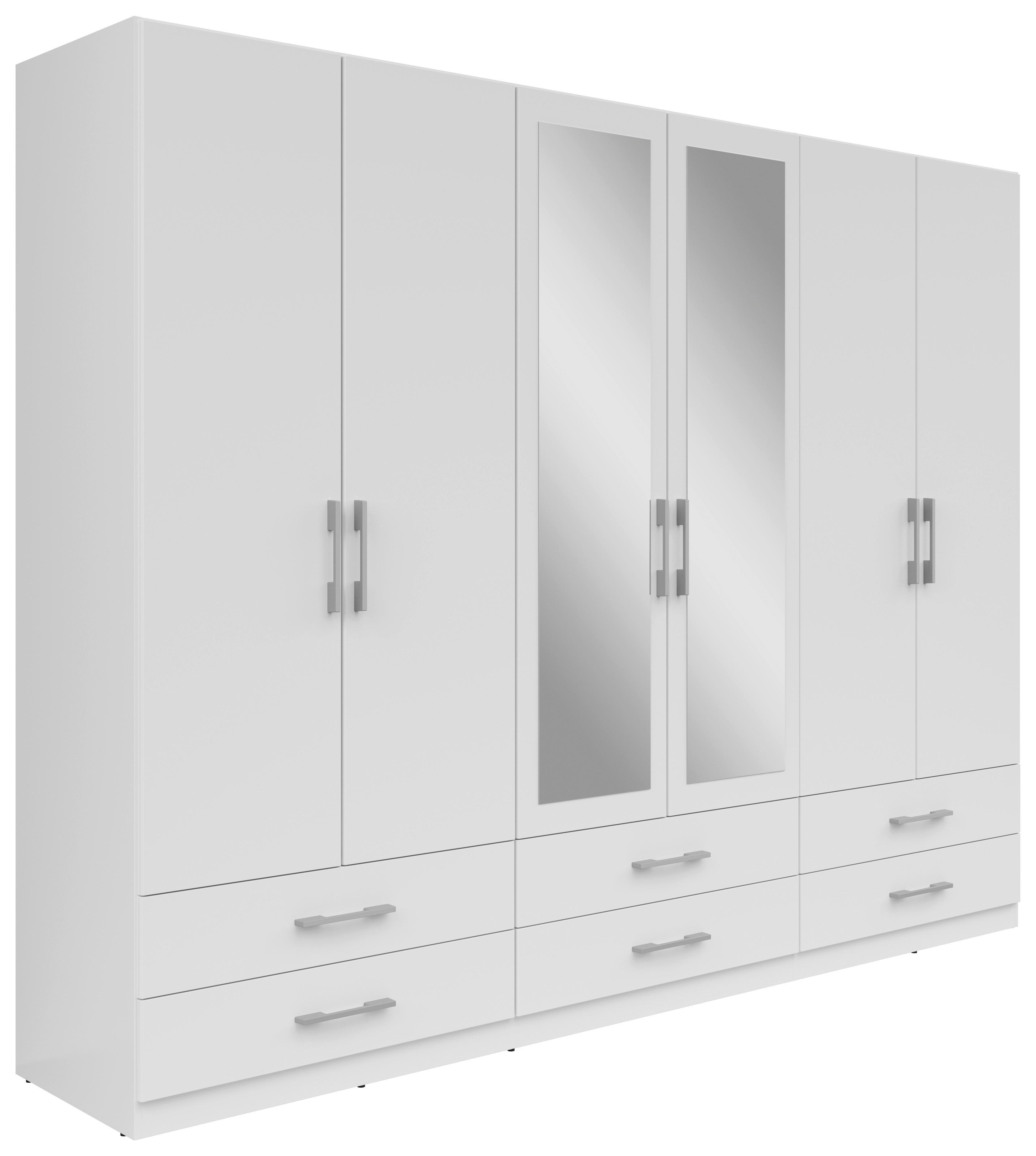 Drehtürenschrank mit Schubladen 270 cm Herford - Weiß, MODERN, Glas/Holzwerkstoff (270/210/54cm)