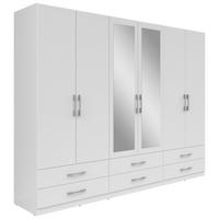 Drehtürenschrank Mit Schubladen 270 Cm Herford - Weiß, MODERN, Glas/Holzwerkstoff (270/210/54cm)
