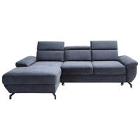 Ecksofa Rima - Silberfarben/Dunkelblau, MODERN, Textil (182/262cm) - Trendmanufaktur
