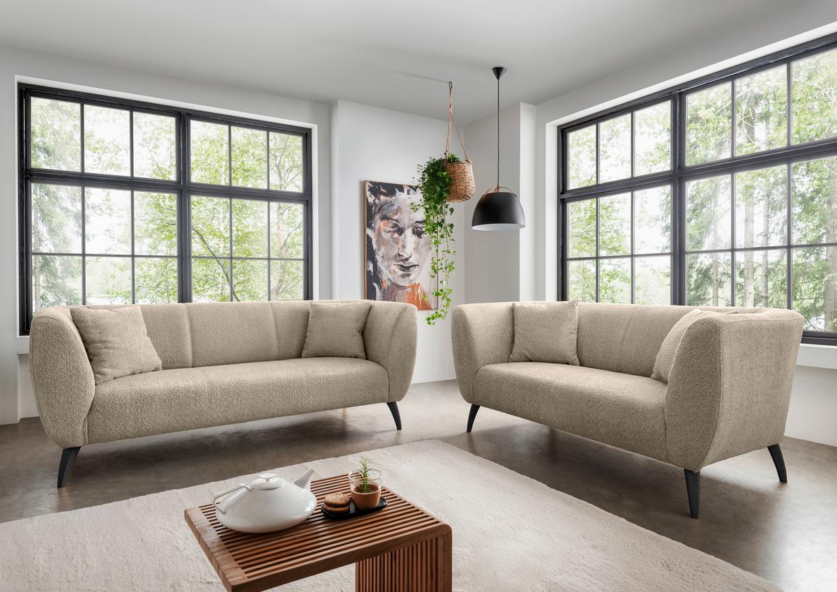 2-sitzer-sofa Colori Beige Rücken Echt - Beige/Schwarz, MODERN, Textil (172/83/88cm) - MID.YOU