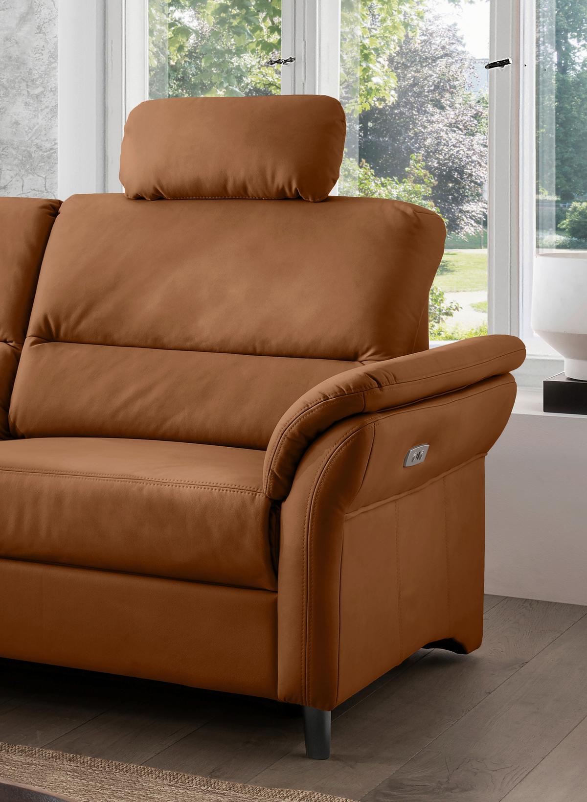 Ecksofa Cavoli, Cognac S: 190x266 cm - Cognac/Schwarz, MODERN, Textil (190/266cm) - Livetastic