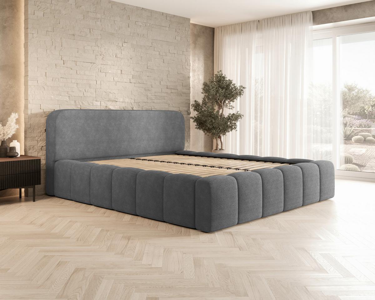 Polsterbett Deli 140 Anthrazit LF: 140x200cm - Anthrazit/Schwarz, MODERN, Textil/Metall (140/200cm) - MID.YOU