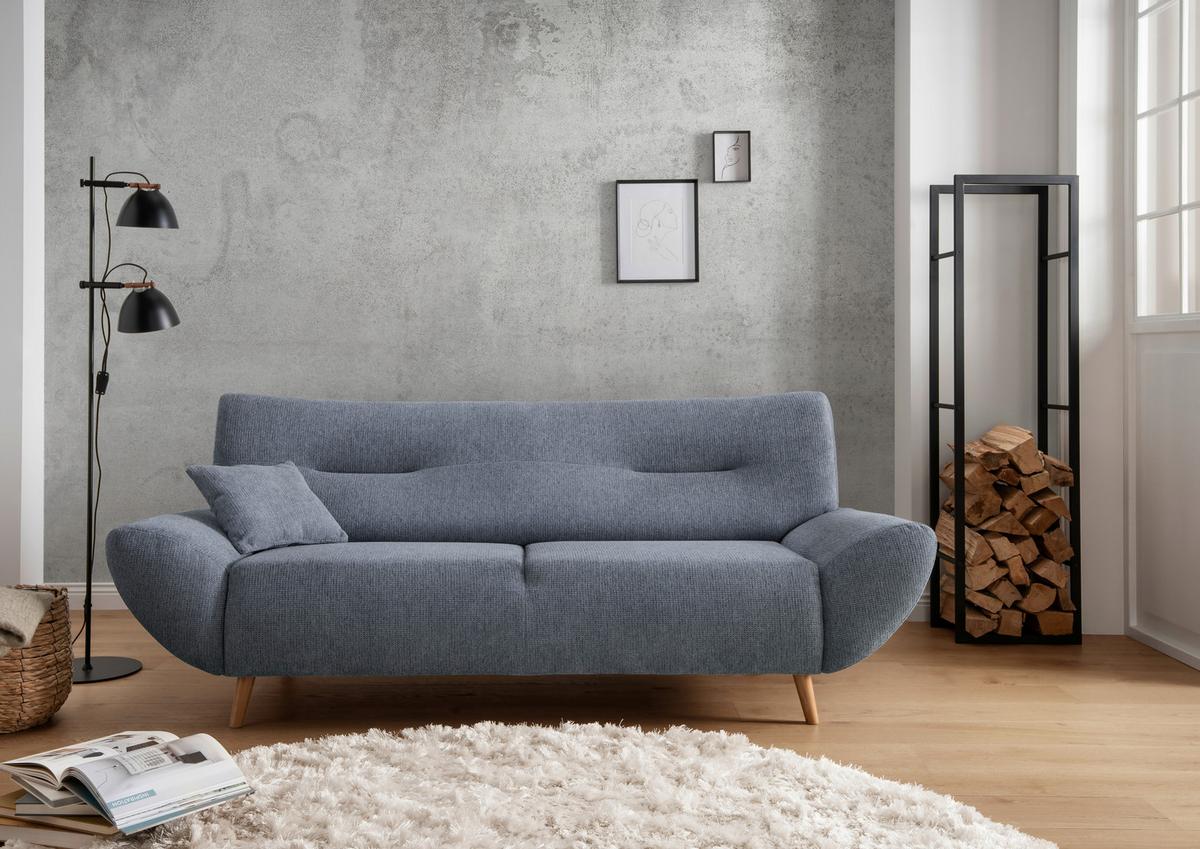 3-Sitzer-Sofa Drago Hellblau - Wildeiche/Hellblau, MODERN, Holz/Textil (205/81/90cm) - MID.YOU