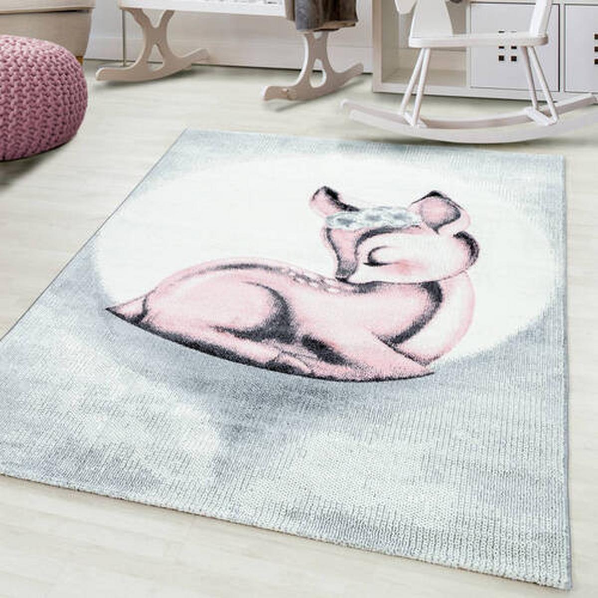 Kinderteppich Bambi Pink 200x290 cm - Schwarz, Trend, Textil (200/290cm) - Ben'n'jen