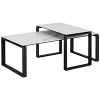 Dohányzóasztal  Szett Katrine - fekete/fehér, Trend, Üveg/fém (115/55/45cm) - MID.YOU
