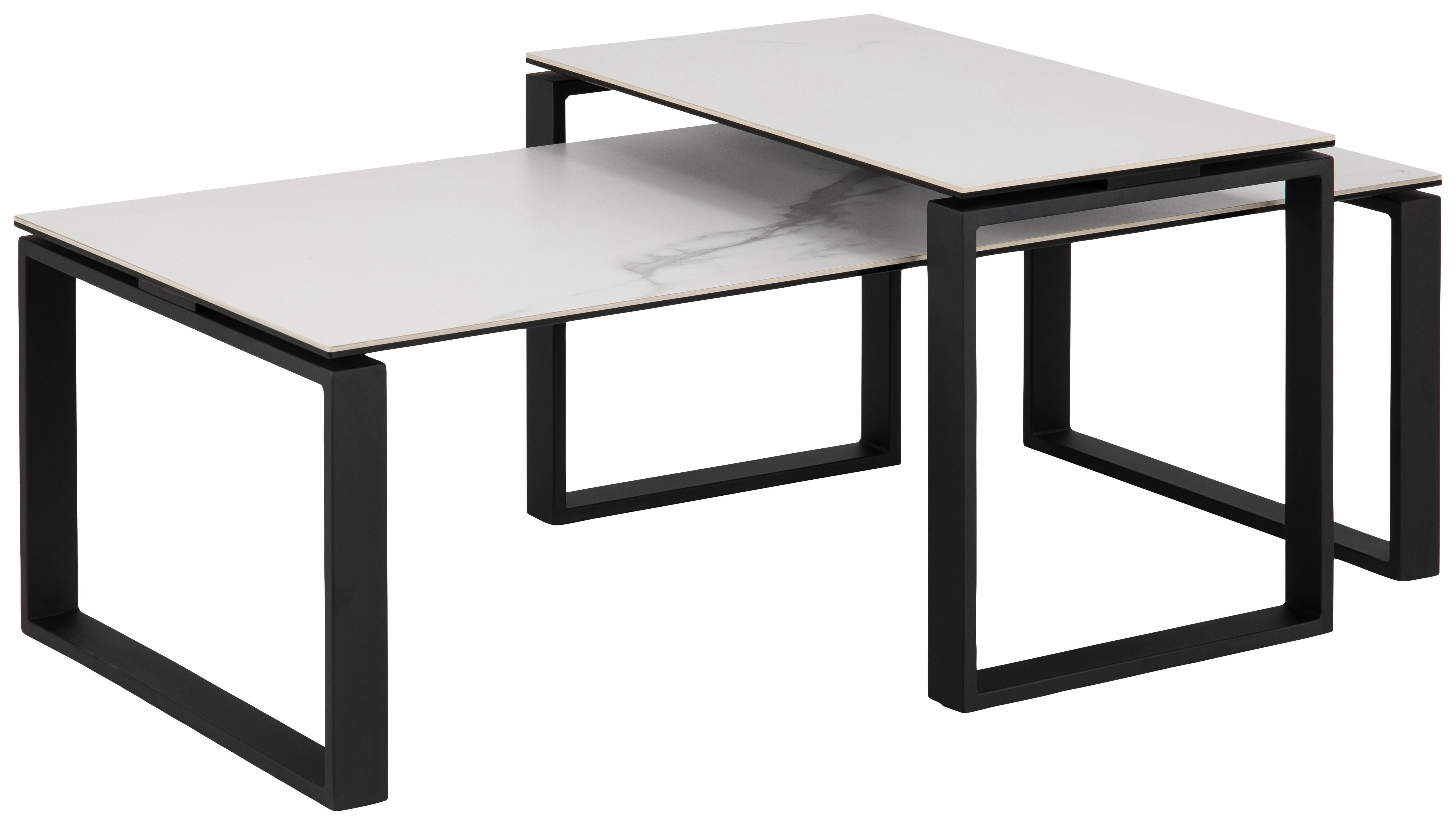 Couchtisch Metall/glaskeramik 2er-Set Katrine Schwarz/weiß