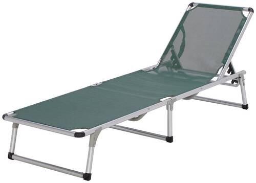 Dreibeinliege Leni Aluminium, Textilene - Alufarben/Grün, MODERN, Textil/Metall (186/25/56cm) - Ondega