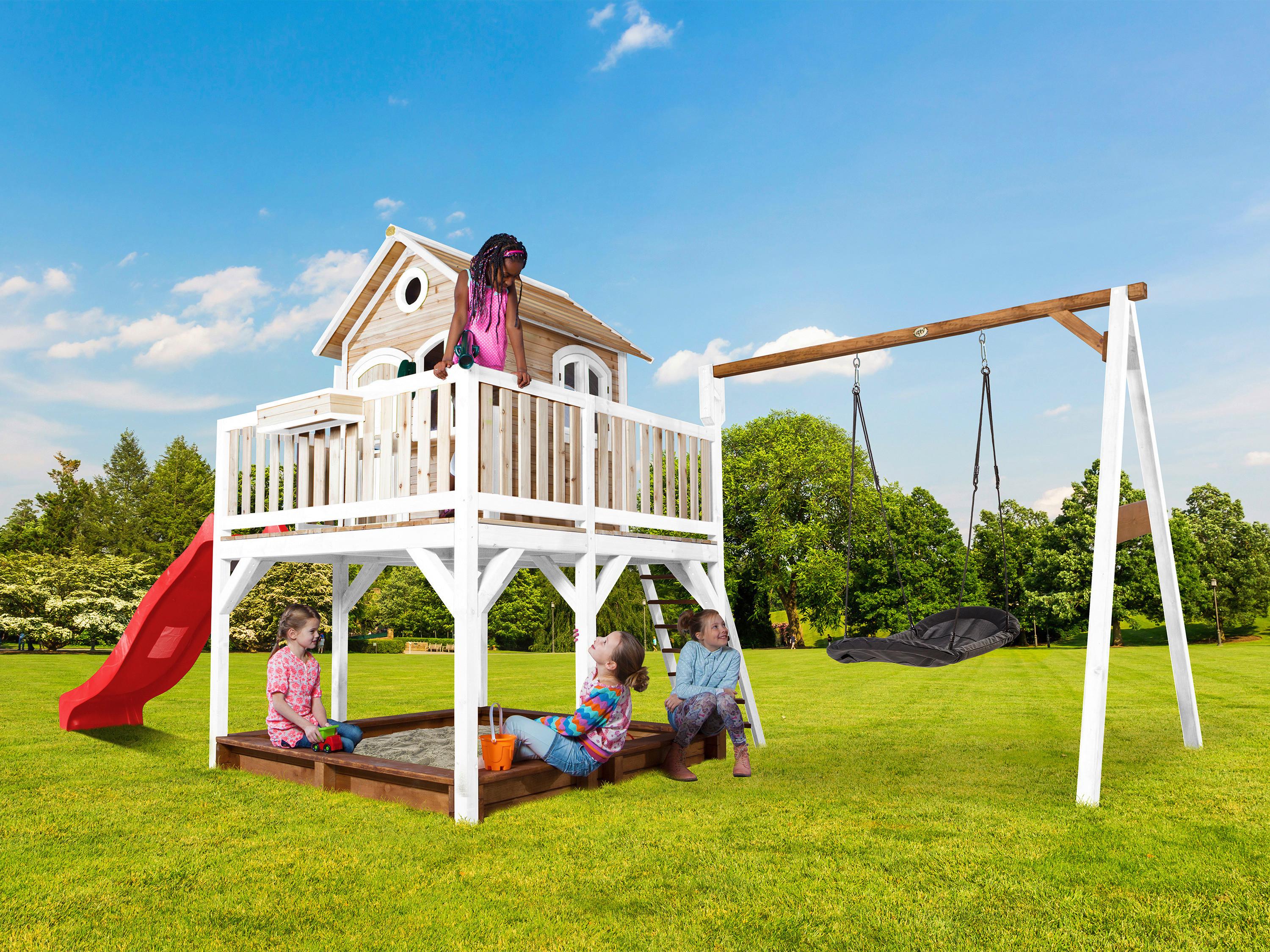 Spielturm A030.158.21 - Rot/Braun, KONVENTIONELL, Holz (613/291/277cm) - Ambia Garden