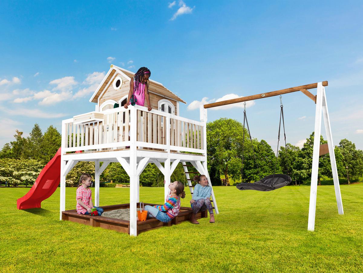 Spielturm A030.158.21 - Rot/Braun, KONVENTIONELL, Holz (613/291/277cm) - Ambia Garden