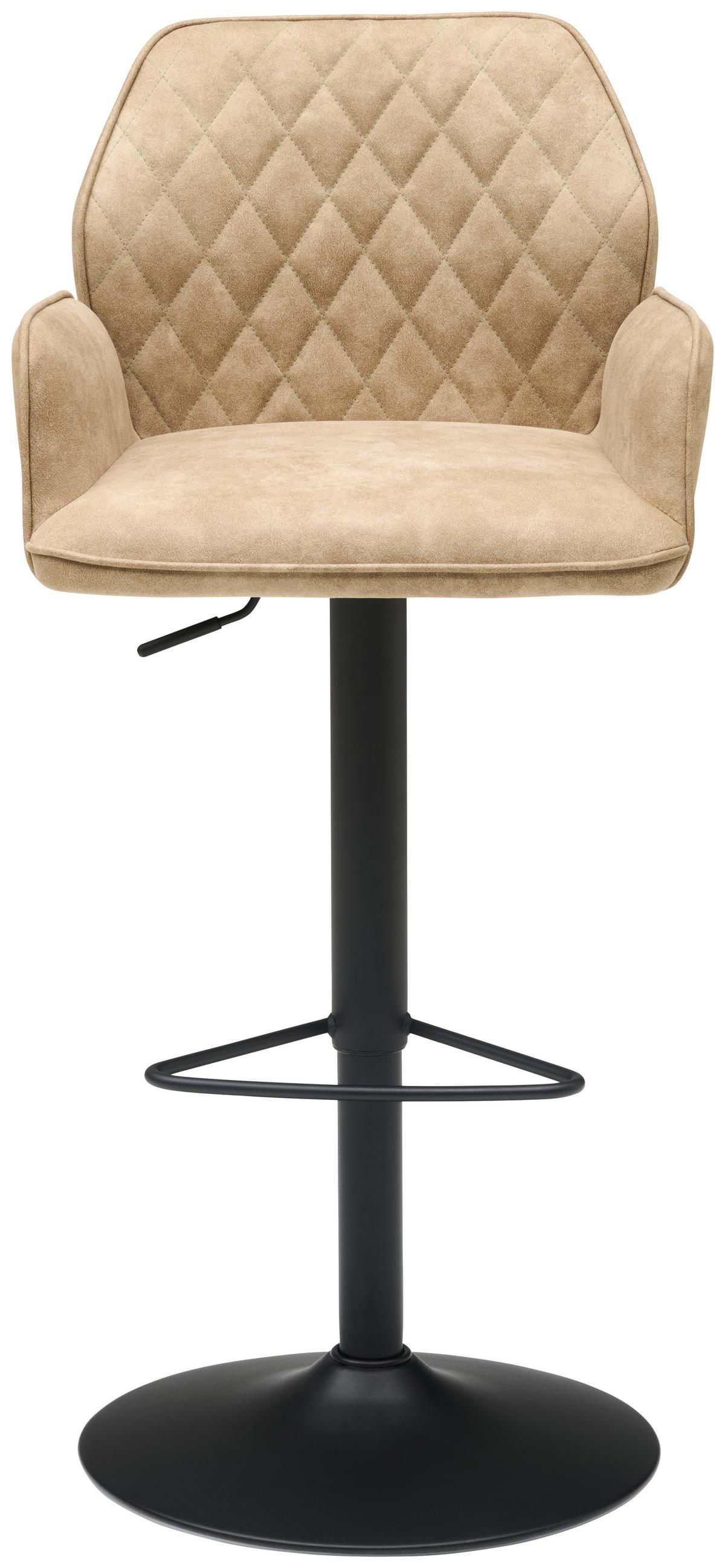 Barhocker Höhenverstellbar Mit Lehne Wanda Webstoff Beige - Beige/Schwarz, KONVENTIONELL, Textil/Metall (51/90-111/52cm) - MID.YOU