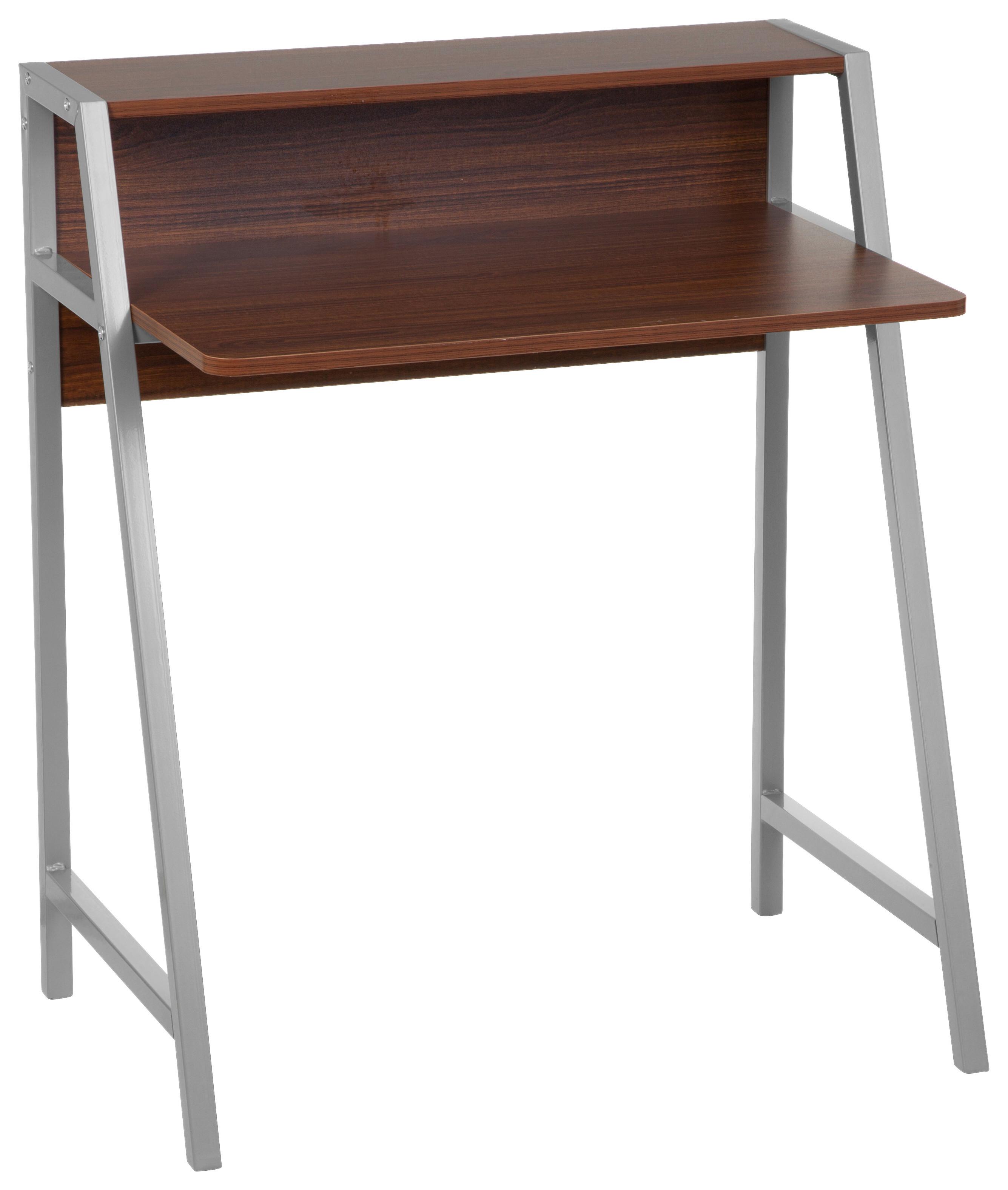 Schreibtisch Dumont Silberfarben/Wallnussfarben - Silberfarben/Walnussfarben, MODERN, Holzwerkstoff/Metall (78/89/51cm) - MID.YOU