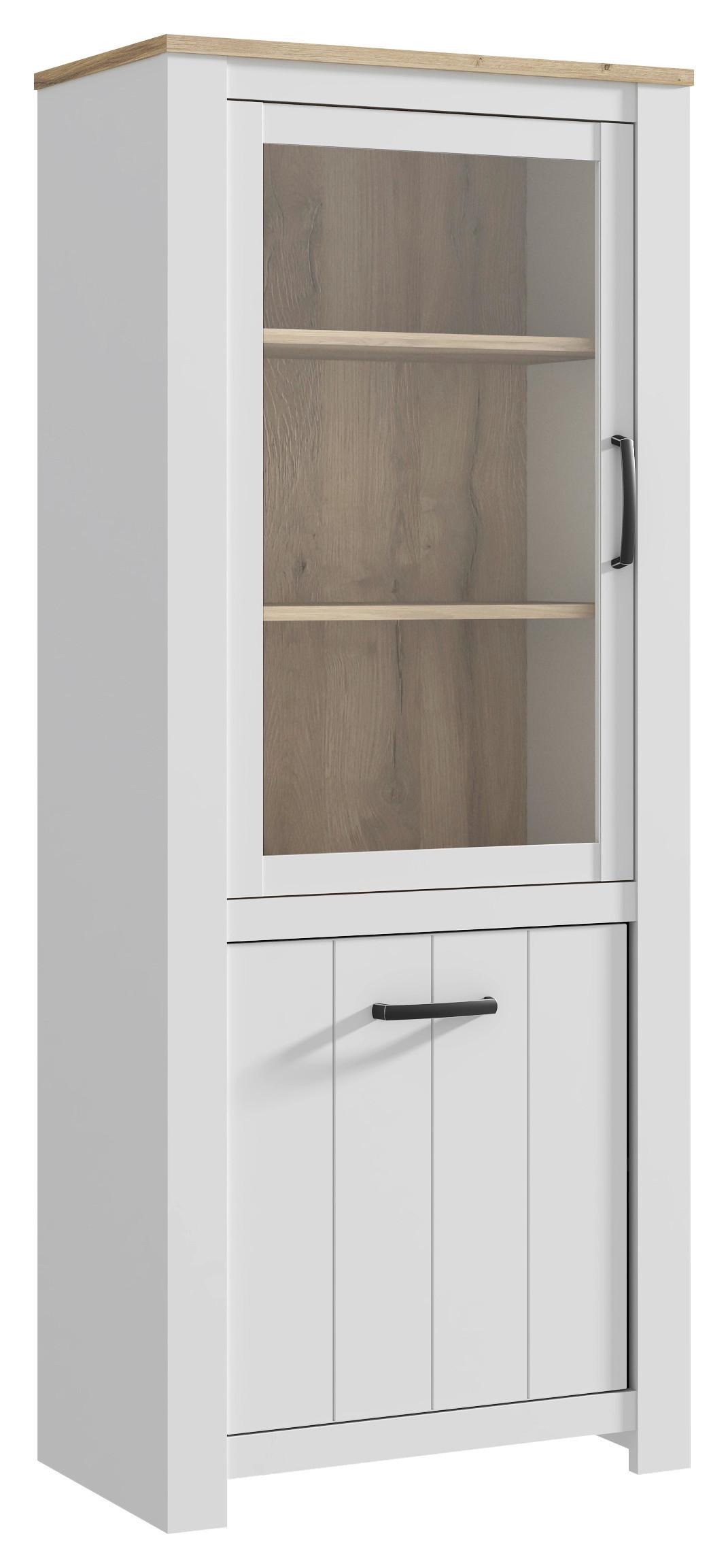 Vitrin Elara - tölgyfa színű/fehér, Modern, faalapú anyag (76,9/185,5/42,2cm)