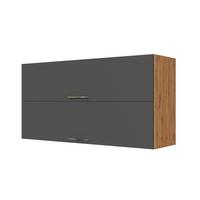 Küchenoberschrank B: 110 cm Eiche Dekor/Anthraz. 2 Klappen - Anthrazit/Eiche Wotan, MODERN, Holzwerkstoff (110/57/34cm) - Held