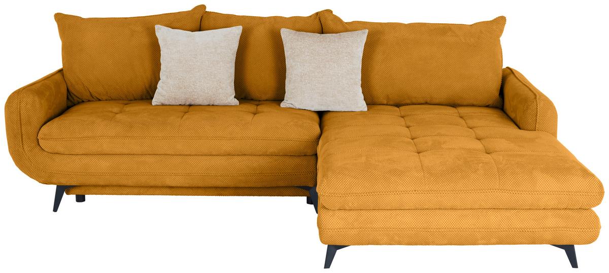 Ecksofa Wave - Senfgelb/Schwarz, MODERN, Holz/Textil (266/189cm)