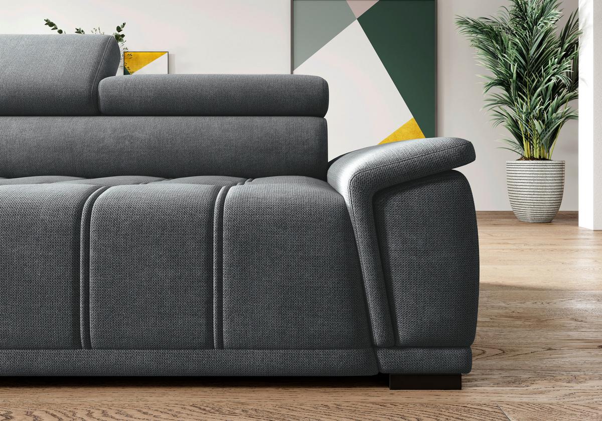 Rohová sedačka GRINALDI, levá, antracitová - černá/antracitová, Moderní, textil/plast (206/283cm) - Premium Living