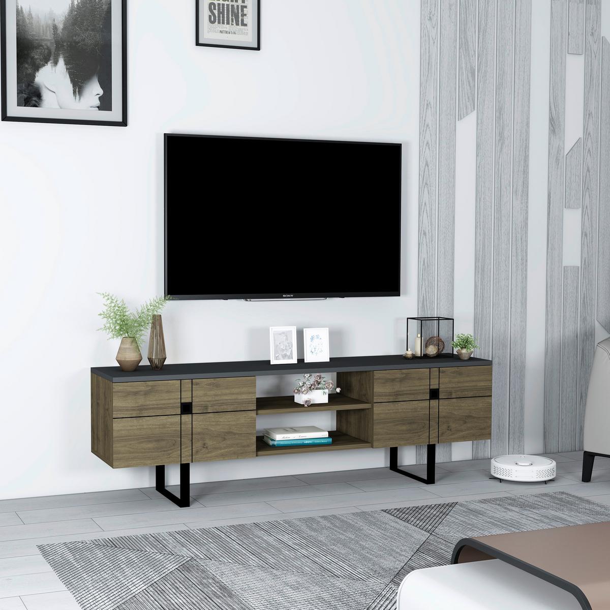 Lowboard Zeus TV-Schrank - Eiche dunkel/Walnussfarben, Design, Holzwerkstoff (160/50/35cm) - Livetastic