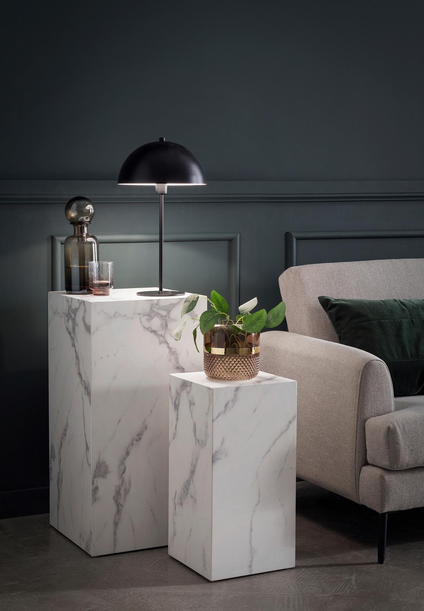 Beistelltischset 2-teilig Weiß/marmoroptik - Weiß, Design, Holzwerkstoff (35-25/35-25/70-50cm) - Livetastic