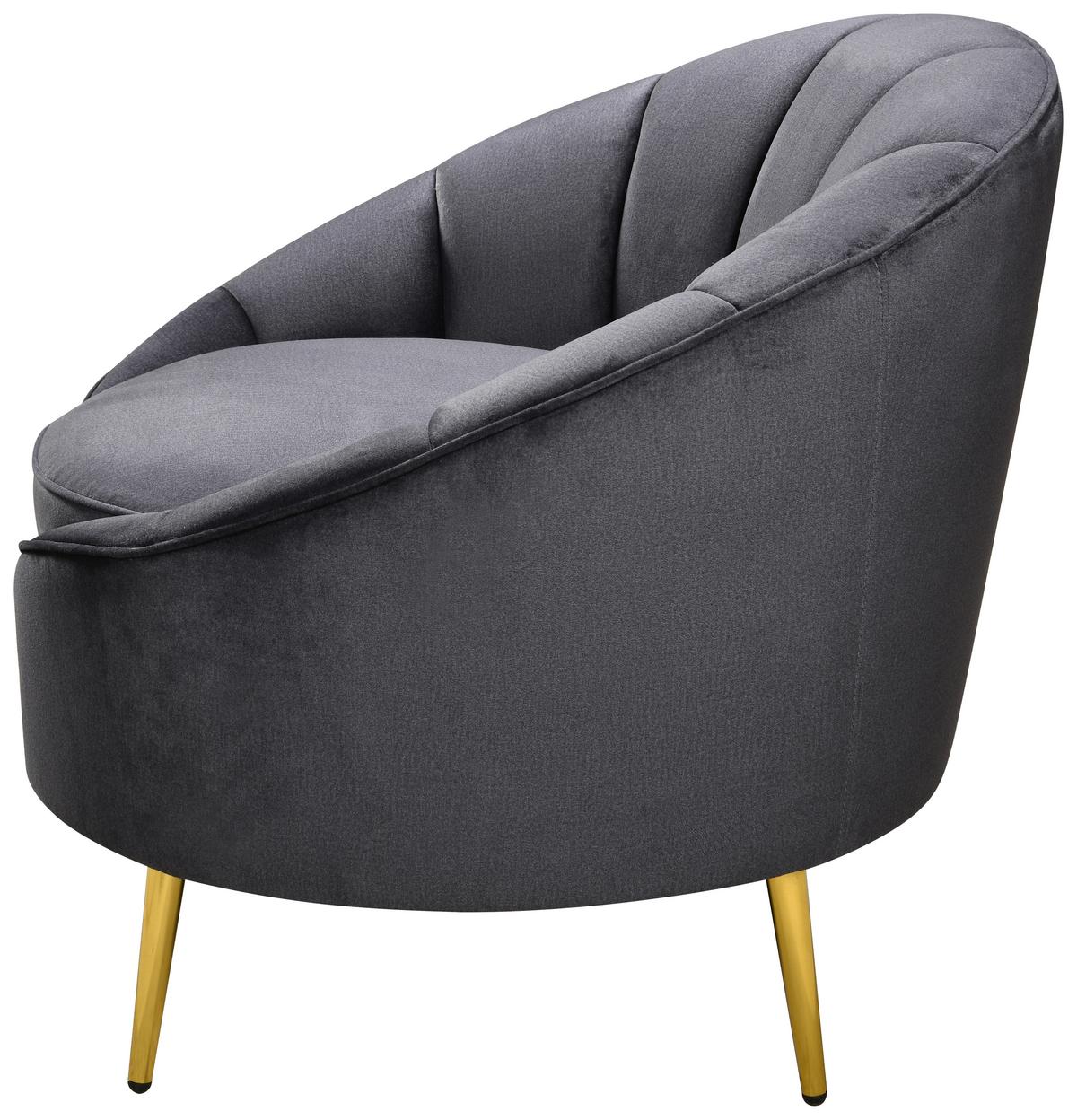 Sessel Stella Dunkelgrau B: 87 Cm - Dunkelgrau/Messingfarben, Design, Holz/Textil (87/76/82cm) - Livetastic