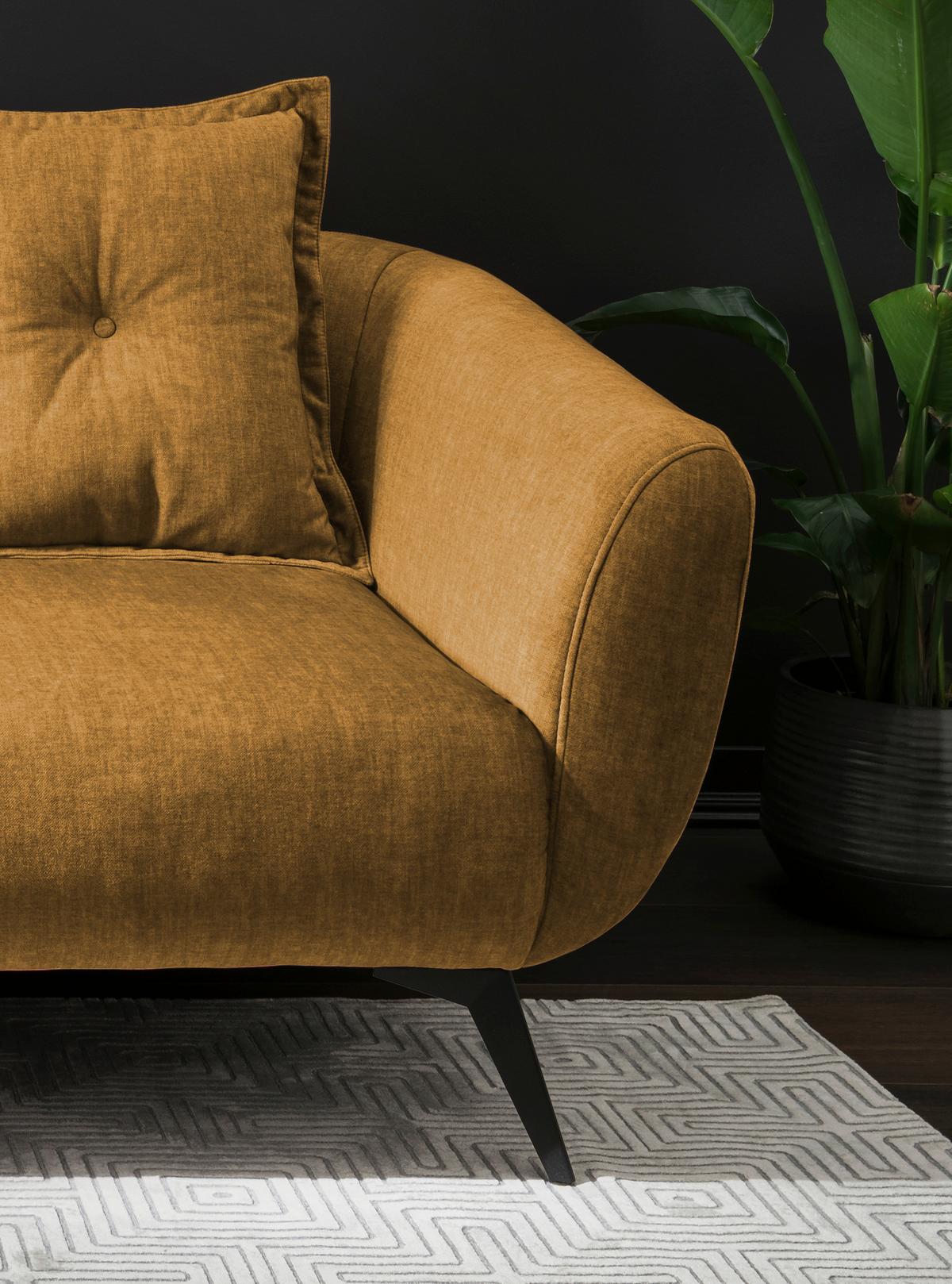 2,5-sitzer-sofa Baggio Mit Kissen Gelb - Gelb/Schwarz, MODERN, Holz/Textil (196/94/103cm) - Livetastic