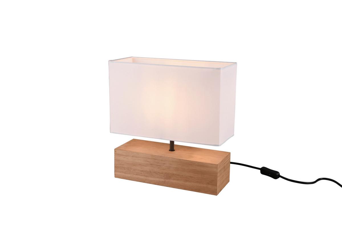 Tischlampe Naturfarben/ Weiß mit Schnurschalter - Naturfarben/Weiß, Natur, Holz/Textil (30/12/30,5cm)