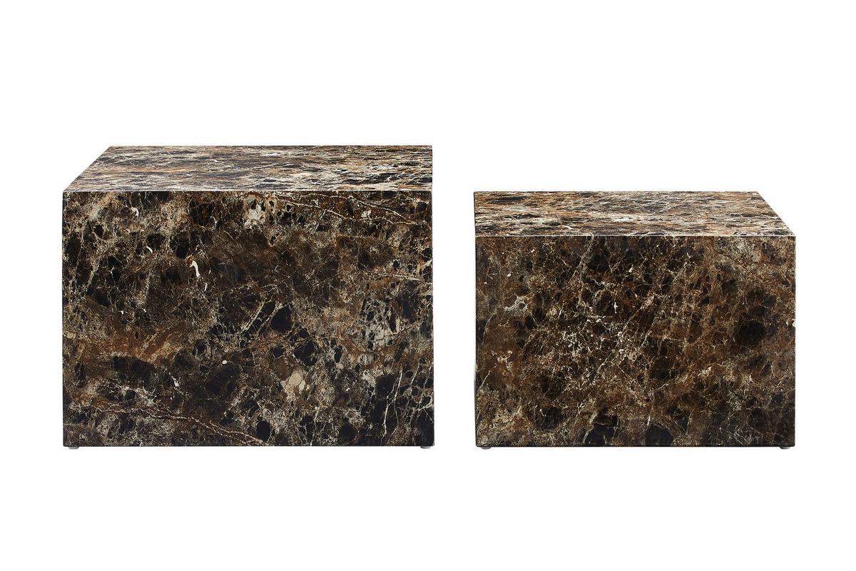 Couchtischset 2-teilig Braun - Braun, Design, Holzwerkstoff (58-50/58-50/40-33cm) - Livetastic