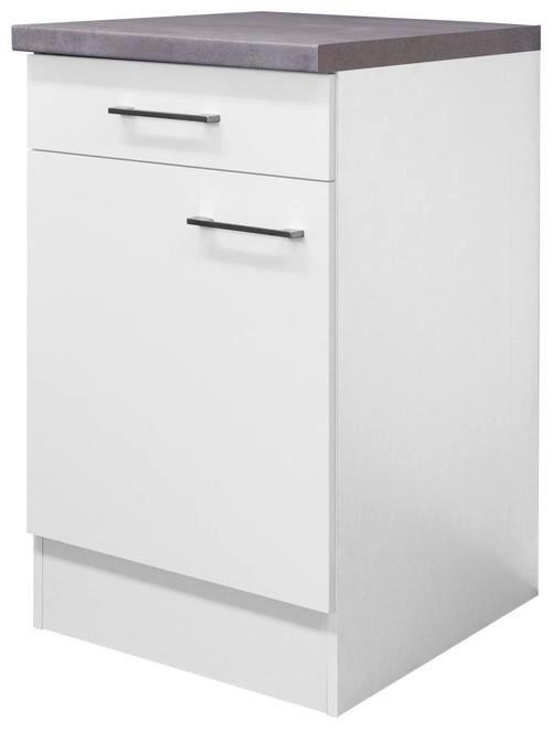 Spodná kuchynská skrinka Neo biela - biela/farba ušľachtilej ocele, Modern, kov/kompozitné drevo (50/86/60cm) - FlexWell