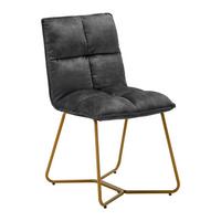 Židle ze sametu Fonia - tmavěšedá - tmavě šedá/barvy zlata, Moderní, kov/dřevo (49/85,5/57,5cm) - Bessagi Home