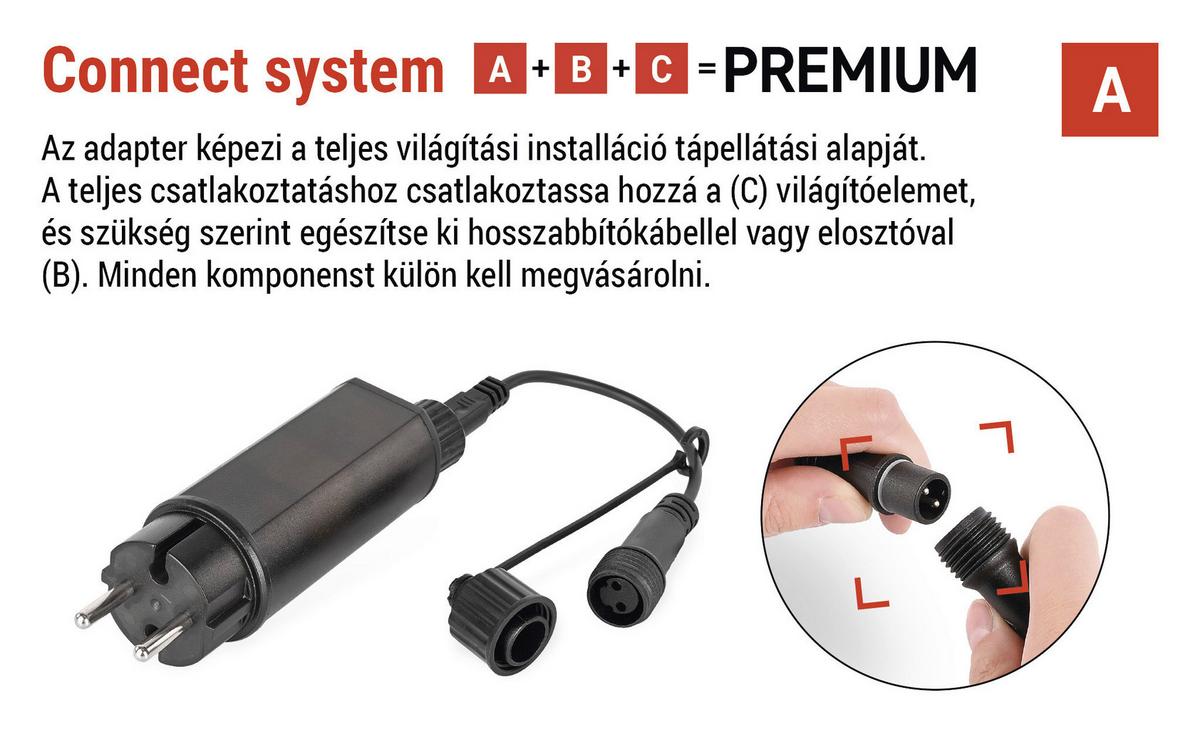 Tápegység, Adatpter Sorolható Füzérekhez - fekete, Basics, műanyag