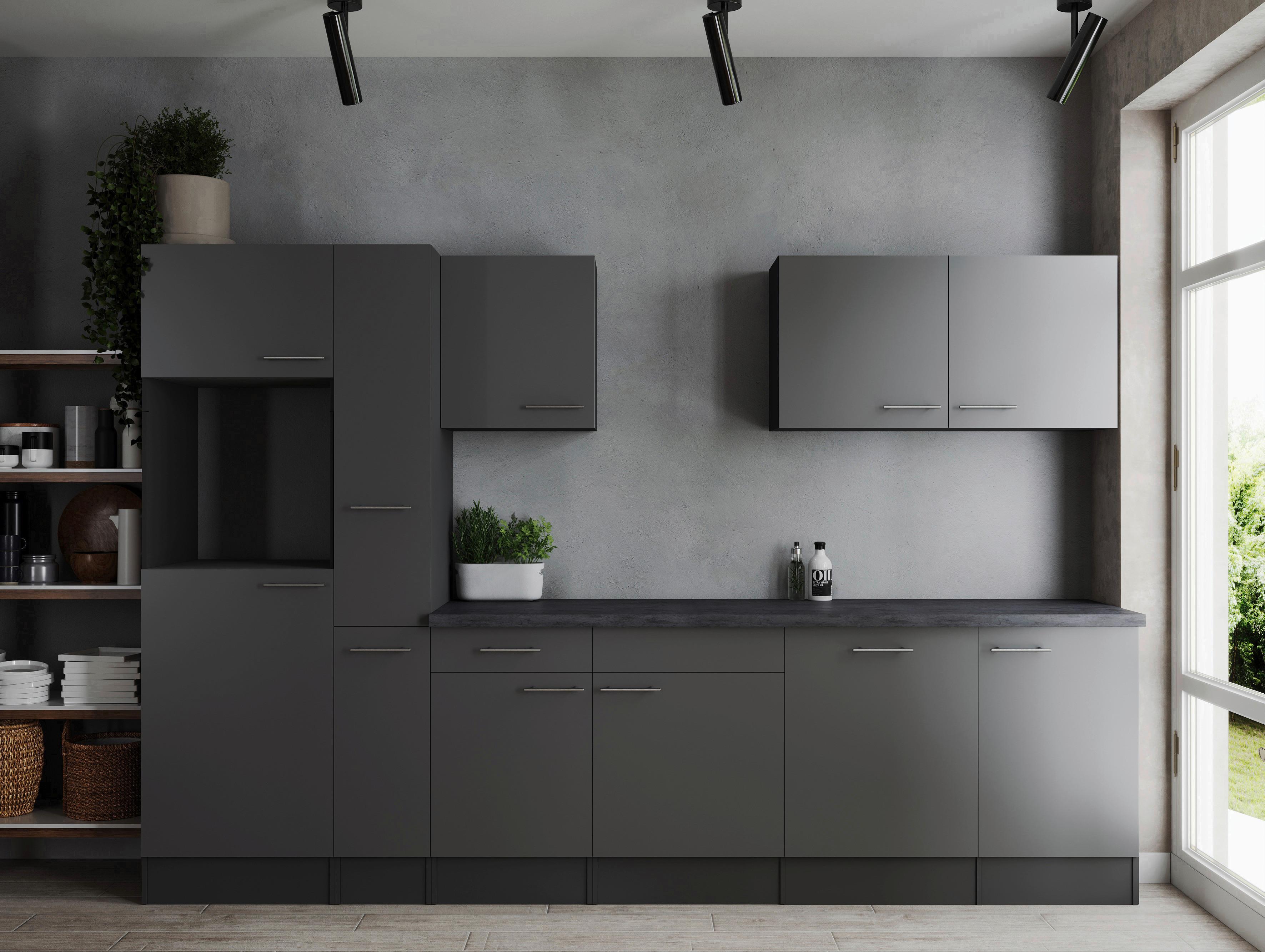 Küchenleerblock Oliver Grau B: 310 cm - Grau, Design, Holzwerkstoff (310cm) - Respekta