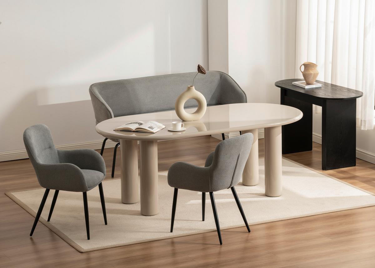 Sitzbank Serena Leinenoptik Grau, B: 160 cm - Schwarz/Grau, KONVENTIONELL, Holz/Textil (160/87/62cm)