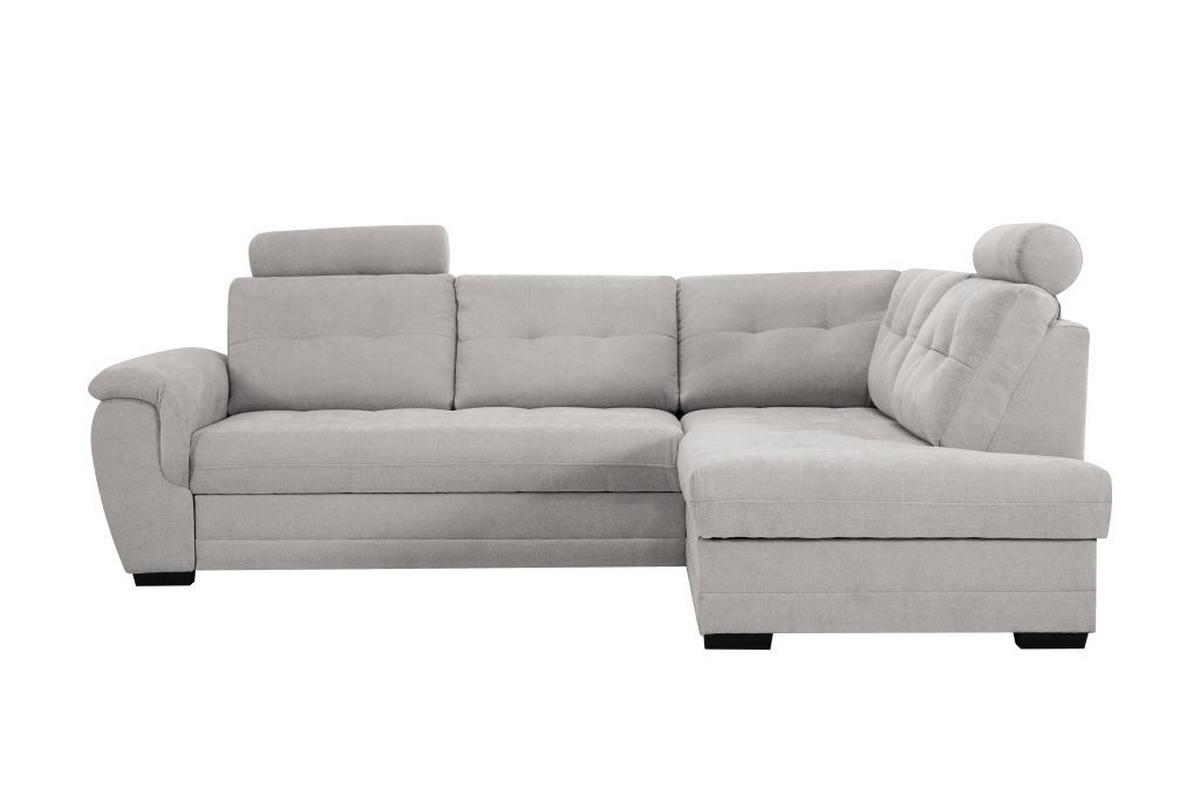 Rohová sedačka FALCO, pravá, stříbrná žinylka,2x op.hlavy - barvy stříbra/černá, Konvenční, dřevo/kompozitní dřevo (251/183cm) - Ondega