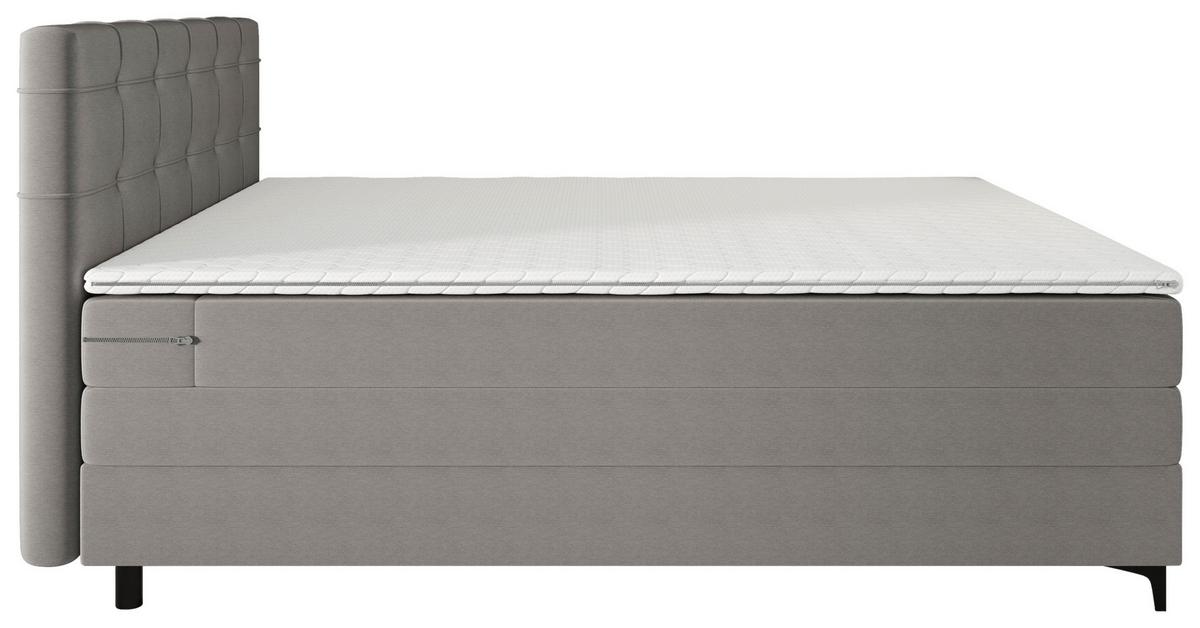 Boxspringbett Mitto mit Topper 180x200 cm - Schwarz/Grau, KONVENTIONELL, Textil/Metall (180/200cm)