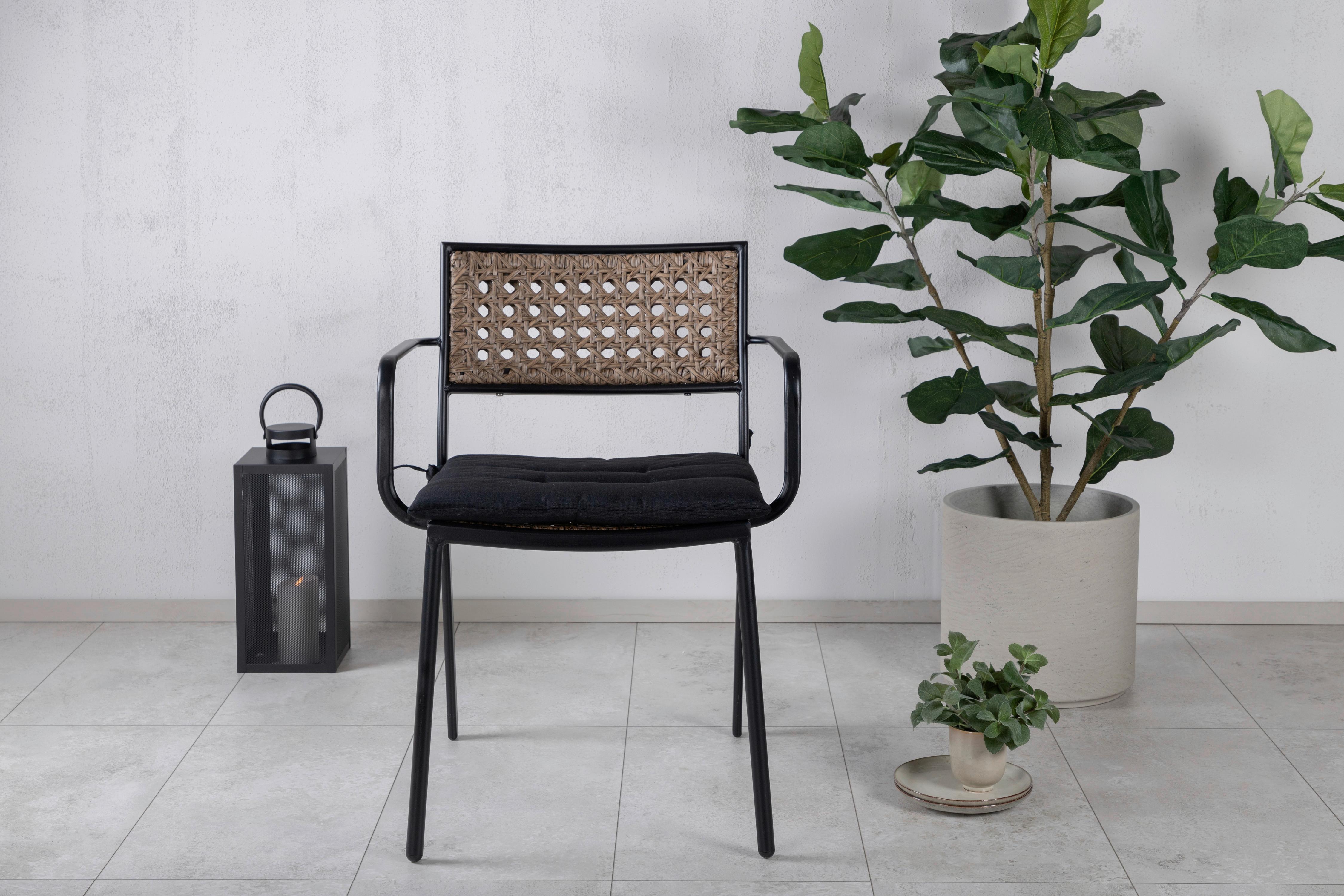 Gartenstuhl-Set Paola Metall, Kunststoff - Schwarz, KONVENTIONELL, Kunststoff/Metall (56/80/59cm) - Gardenson