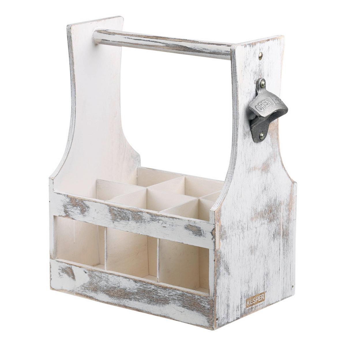 Flaschenträger Weiß B: 25 cm - Weiß, Basics, Holzwerkstoff (25/32/16,8cm) - Kesper