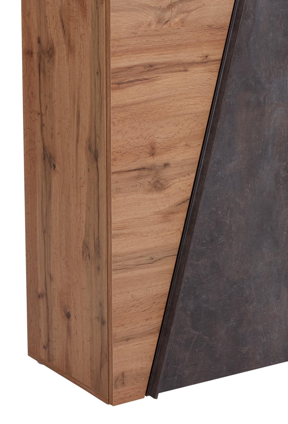 Botník VENEDIG VENEDIG - barvy dubu/černá, Moderní, kompozitní dřevo/plast (70/196/35cm)