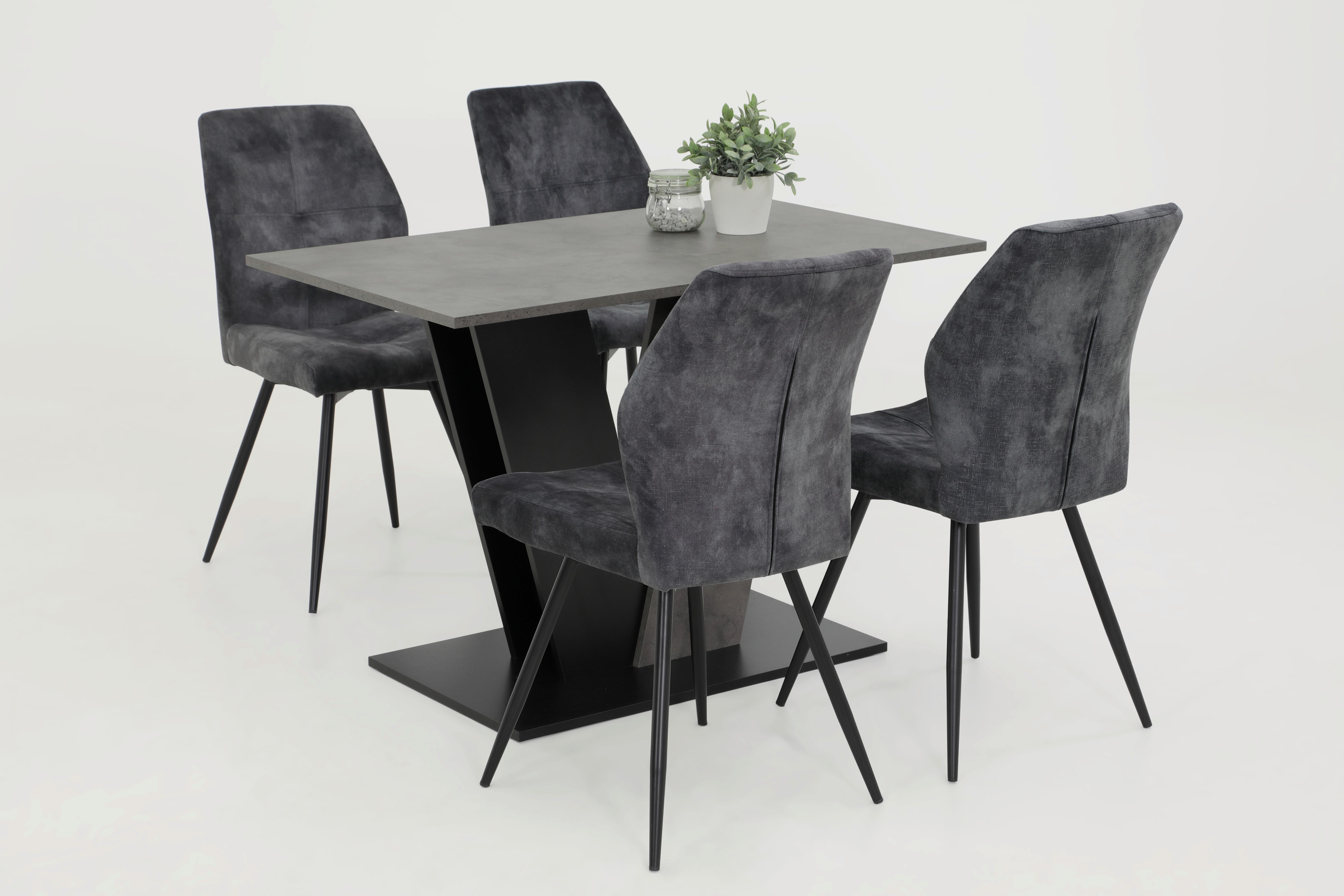 Tischgruppe Elbe G - Dunkelgrau/Anthrazit, MODERN, Holzwerkstoff/Textil (110/76/70cm) - MID.YOU