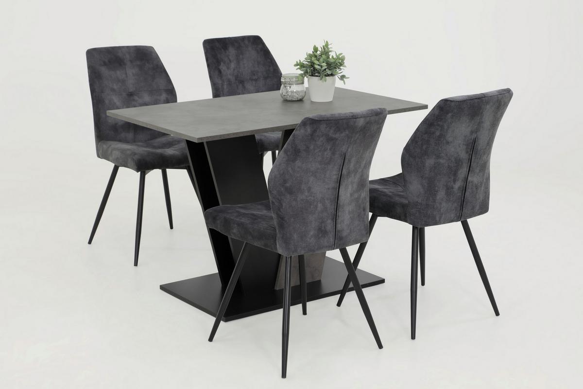 Tischgruppe Elbe G - Dunkelgrau/Anthrazit, MODERN, Holzwerkstoff/Textil (110/76/70cm) - MID.YOU