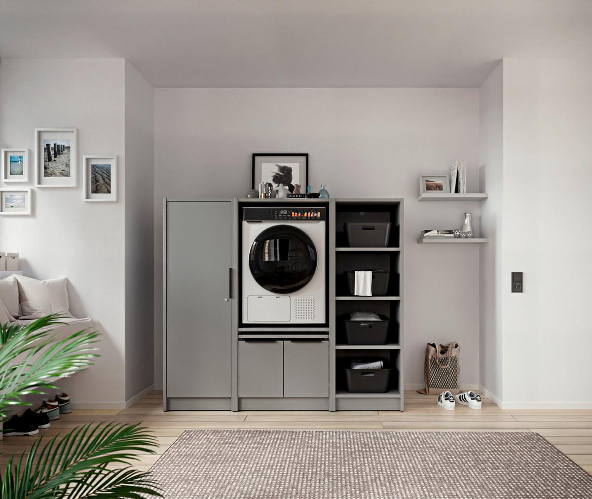 SKŘÍŇKA NAD PRAČKU TIDY HERO - šedá/černá, Basics, kov/kompozitní dřevo (70/150/68cm) - P & B