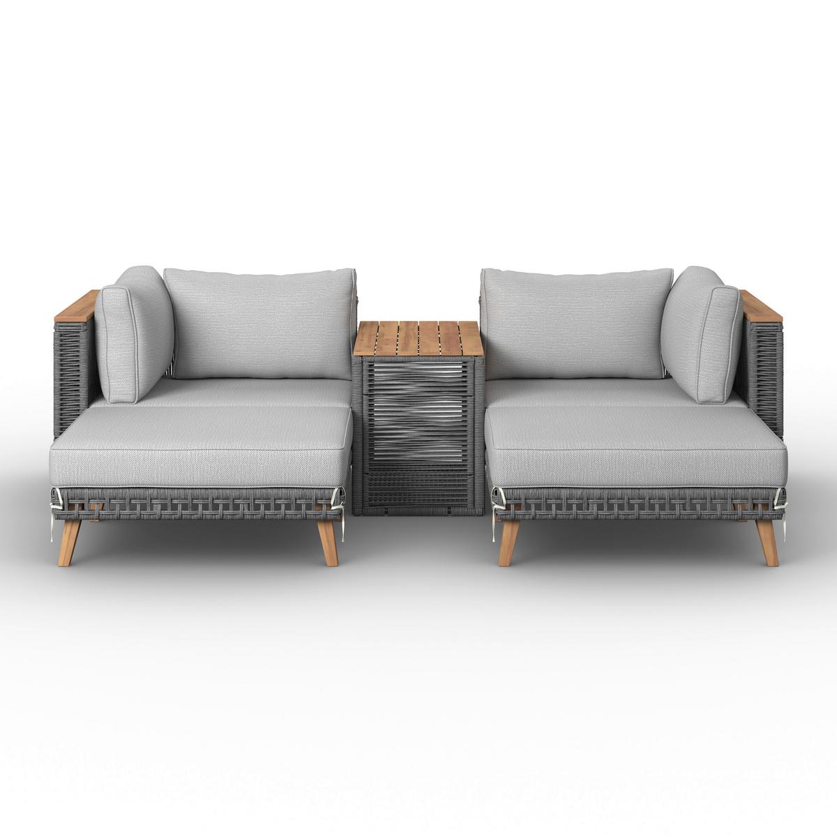 TERASOVÁ SEDACIA SÚPRAVA MARILOU - farba akácie/sivá, Modern, kov/drevo - Bessagi Garden