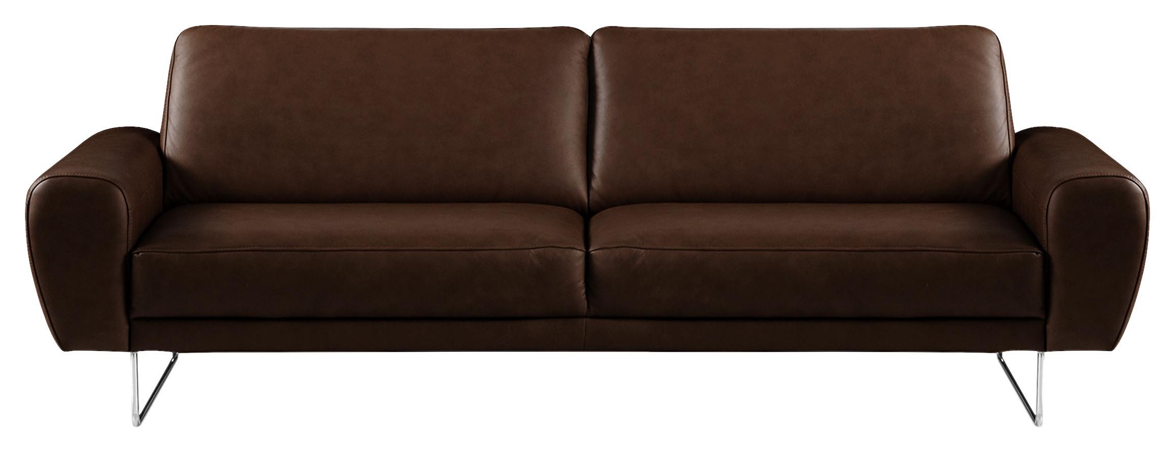 3-Sitzer-Sofa Spring Dunkelbraun Chrom B: 207 cm - Chromfarben/Dunkelbraun, Design, Leder (207/85/92cm) - P & B