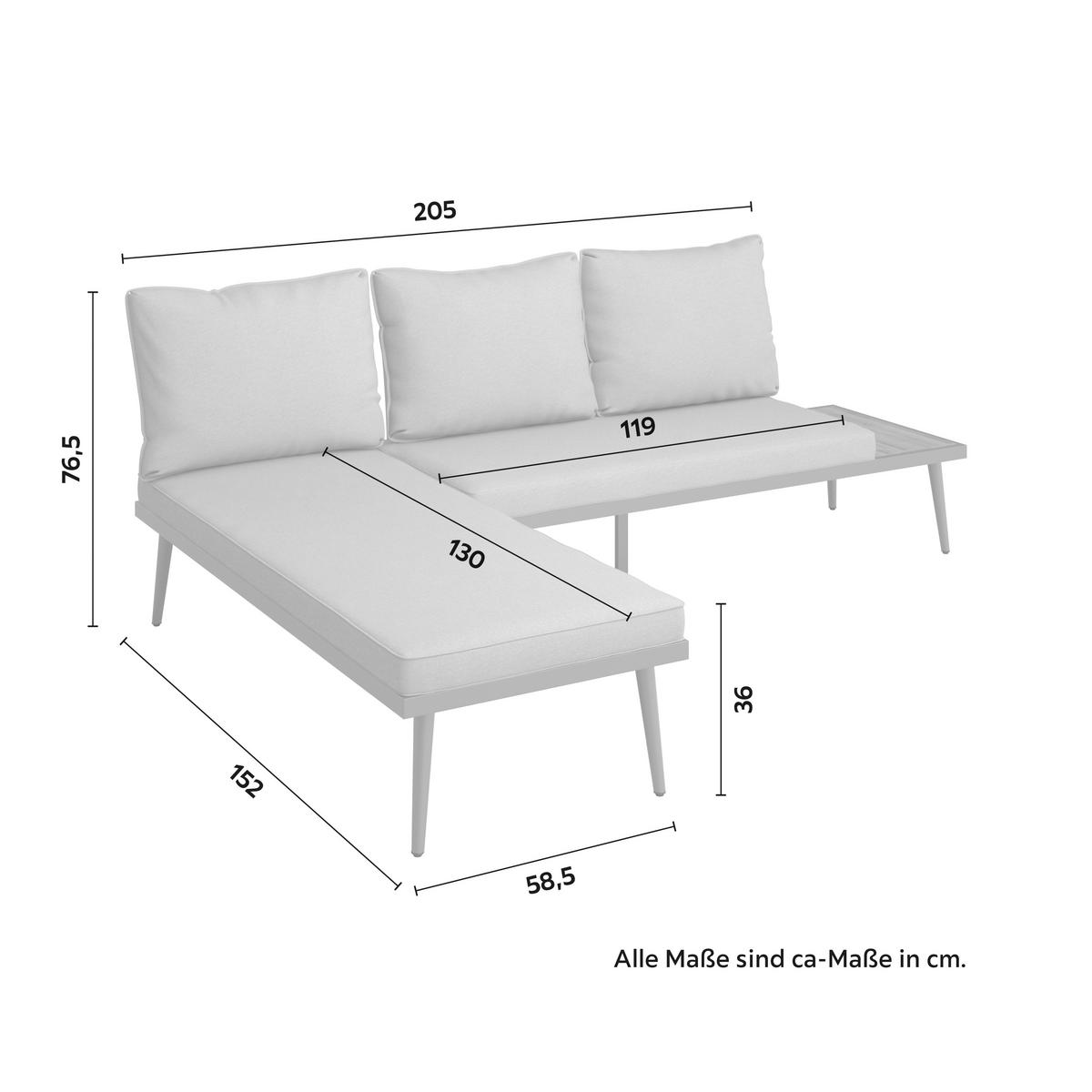 Záhradní sedací souprava SALLIE - šedá/černá, Moderní, kov/dřevo (205/76,5/58,5cm) - Bessagi Garden