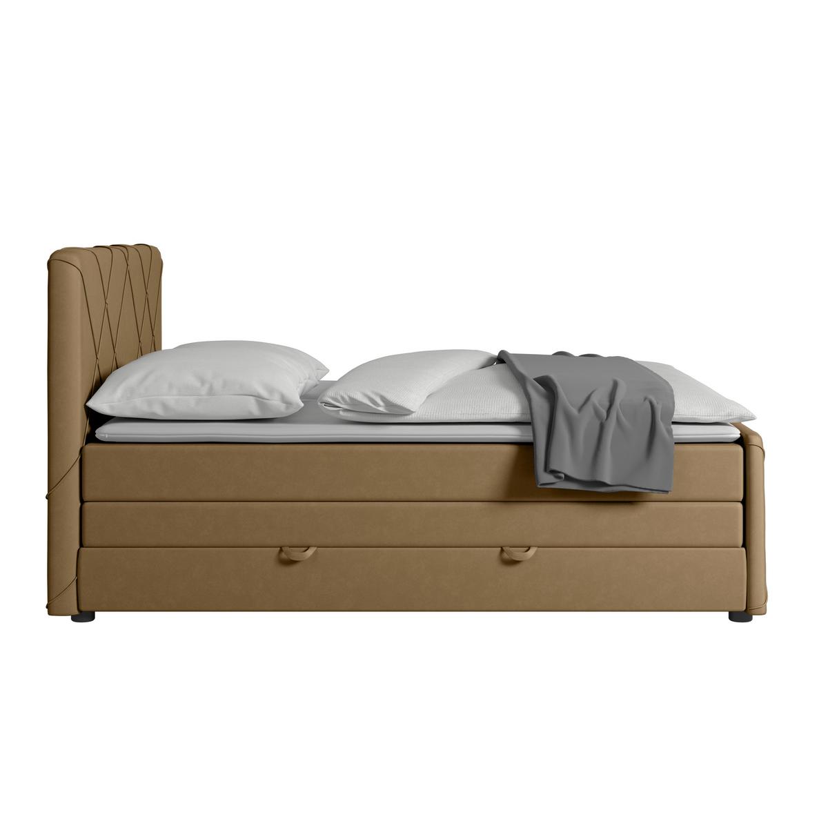 Boxspringbett mit Bettkasten Cordoba 180x200 cm Beige - Beige/Schwarz, MODERN, Holz/Kunststoff (180/200cm) - MID.YOU