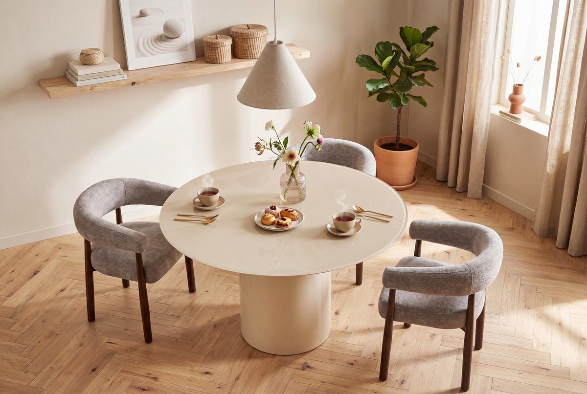 Esstisch Tivoli Beige L: 120 cm - Beige, MODERN, Glas/Holzwerkstoff (120/75cm) - MID.YOU