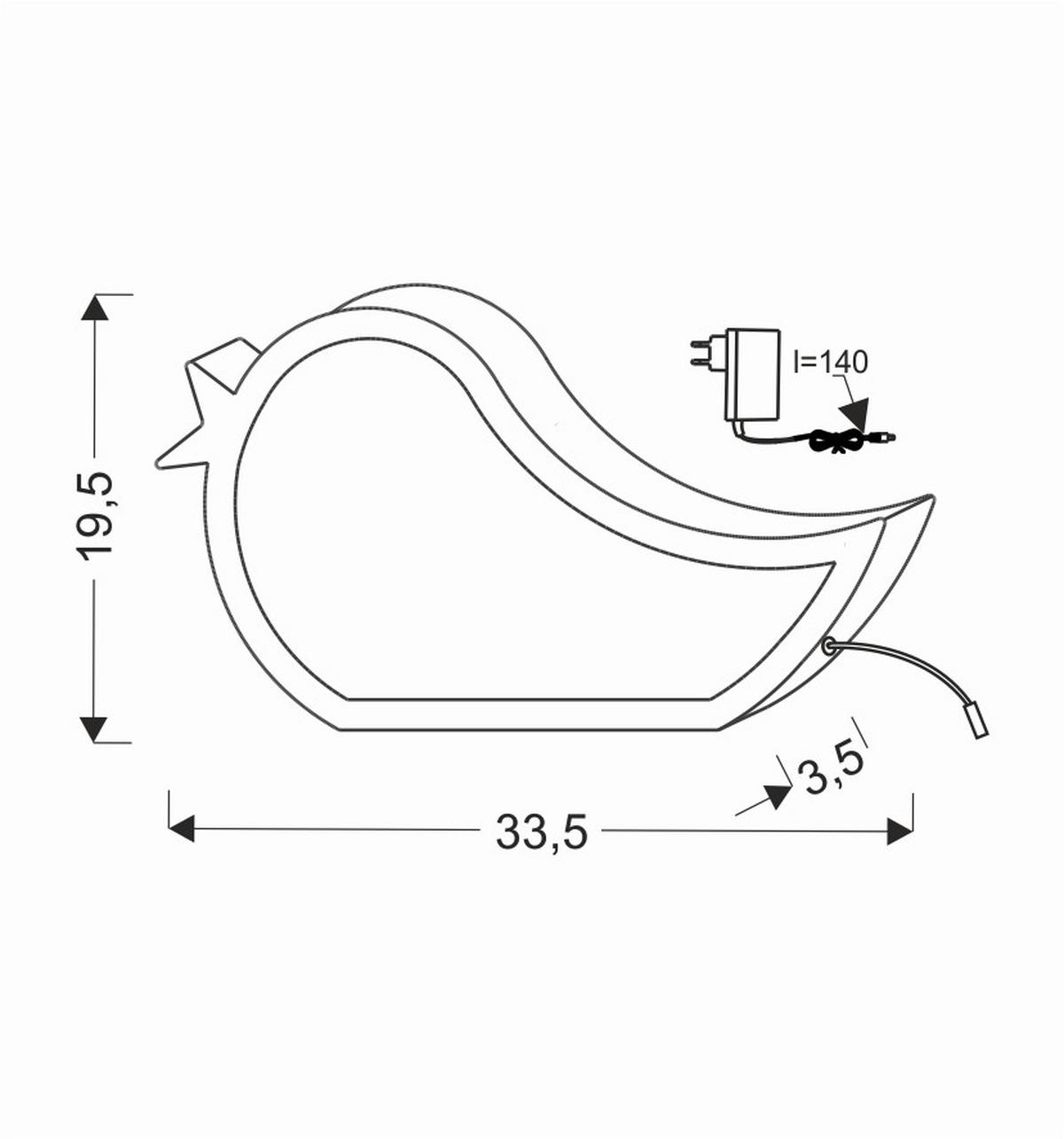 Kindertischleuchte 41-10612 Bird - Pink, Basics, Holzwerkstoff/Kunststoff (33.5/3,5/19,5cm)
