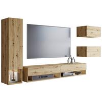 Obývací stěna AMADEO dub Artisan - dub artisan, Basics, kompozitní dřevo (270/130/32,5cm) - P & B